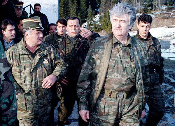 Ratko Mladic, left,  and Bosnian Serb wartime leader Radovan Karadzic