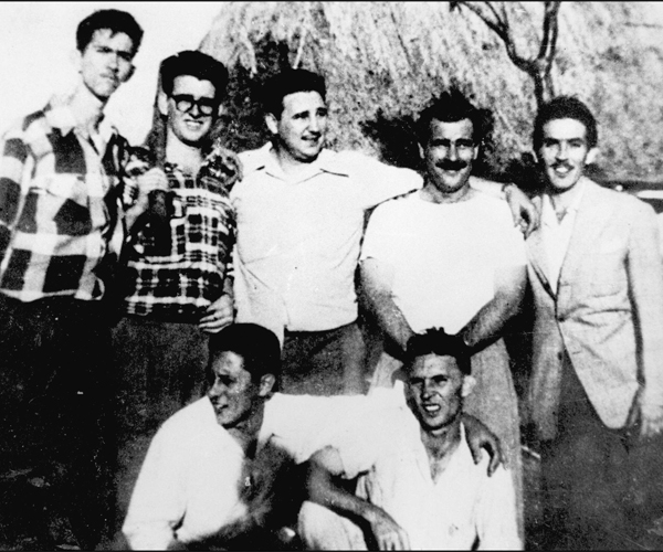 From left, Antonio "Nico" Lopez, Abel Santamaria, Fidel Castro, Jose Luis Tasende and Ernesto Tizol stand with comrades in Los Palos, Havana province, during preparation for the attack on the Moncada barracks. 