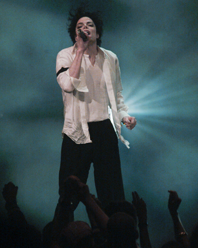 Michael Jackson performs at at Radio City Music Hall during the 1995 MTV Video Music Awards.