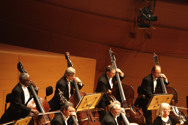 Cameras capture the Los Angeles Philharmonic's first live broadcast.