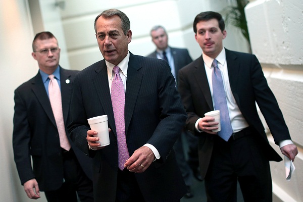 House Speaker John Boehner walks to a meeting in the Capitol.