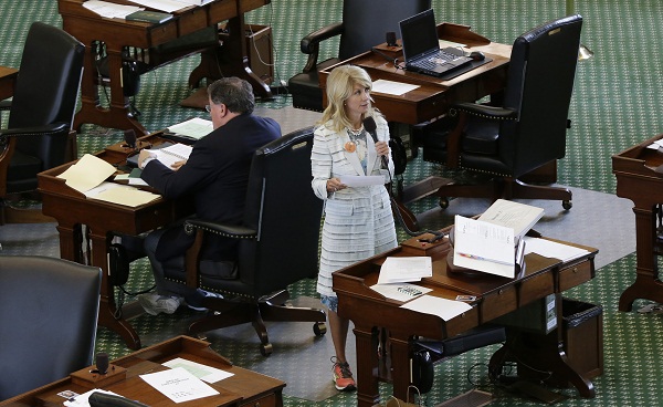 Wendy Davis, seen during her filibuster against abortion restrictions.