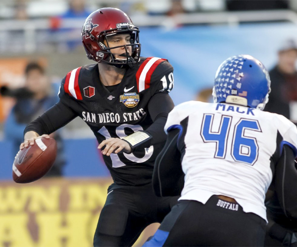 San Diego State quarterback Quinn Kaehler threw for 211 yards and two touchdowns in the Aztecs'  win over the Buffalo Bulls, 49-24, in the Famous Idaho Potato Bowl.