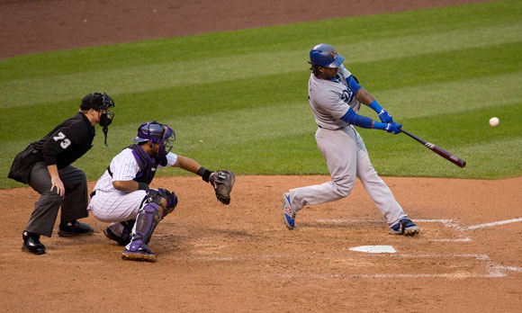 Hanley Ramirez launches a home run in the sixth inning. 