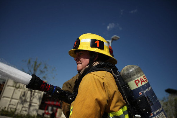 Erica Juergens at the LAFD's training academy in March