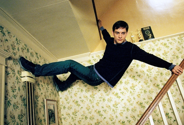 Tobey Maguire starred as Peter Parker in the 2002 Columbia Pictures' action movie Spider-Man.