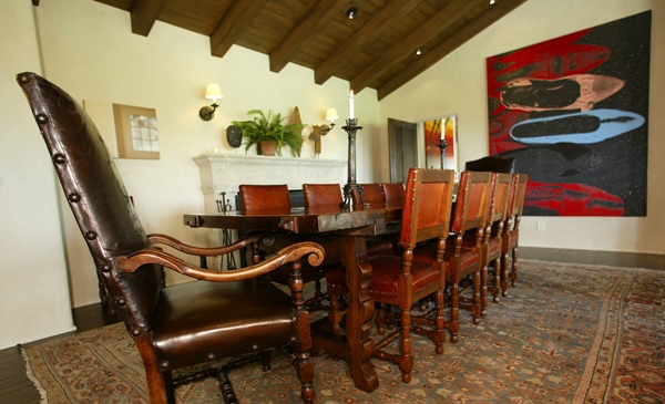 The dinning room of Cliff May ranch home, built for Gregory Peck in the 1950's, in Pacific Palisades.