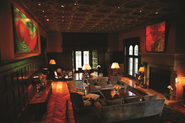 The living room of billionaire Ron Burkle's Greenacres estate in Beverly Hills, built by silent–movie star Harold Lloyd.