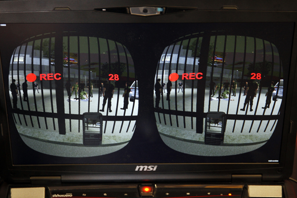 At IndeiCade 2014 attendees could test out "Use of Force," a virtual reality immersive journalism experience.