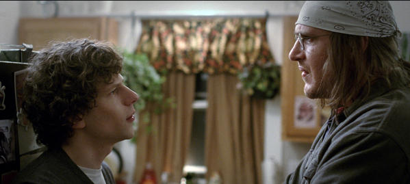 Jesse Eisenberg, left, as David Lipsky, and Jason Segel, as David Foster Wallace, in a scene from "The End of the Tour."