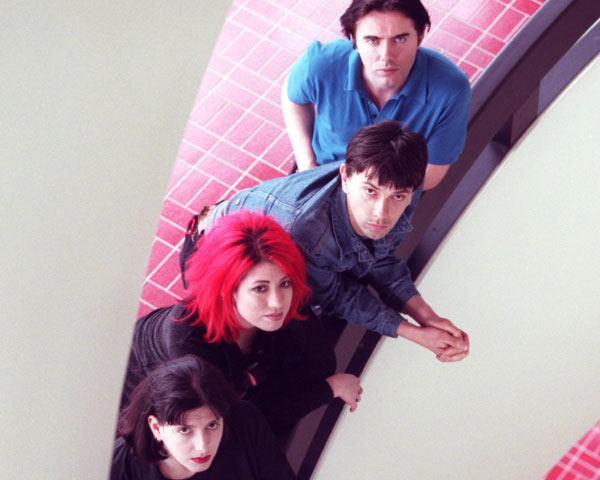 Lush in 1996: Left to right from below, Emma Anderson, Miki Berenyi, Chris Acland and Philip King. 