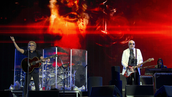 Roger Daltrey, left, and Pete Townshend of The Who perform at the Glastonbury Festival of Music and Performing Arts on June 28.   