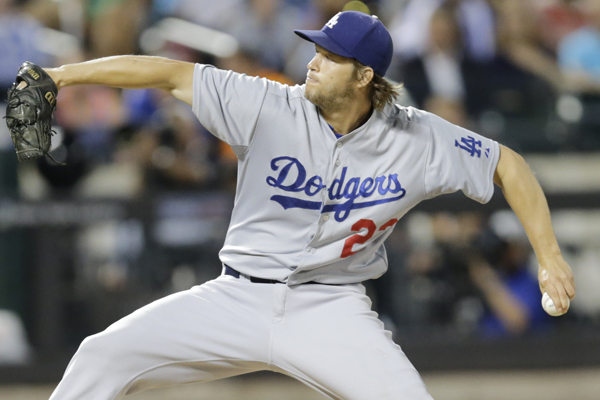 Dodgers starter Clayton Kershaw delivers a pitch during the ninth inning of a 3-0 victory over the New York Mets.