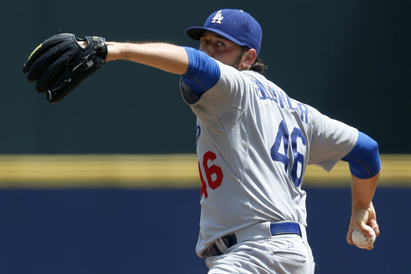 Dodgers starter Mike Bolsinger delivers a pitch during the first inning of a 3-1 victory over the Atlanta Braves.