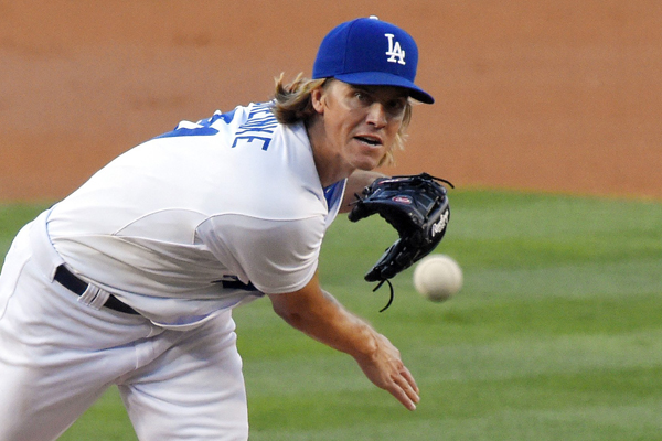 Dodgers starter Zack Greinke delivers a pitch during the second inning of a 6-0 victory over the Philadelphia Phillies.