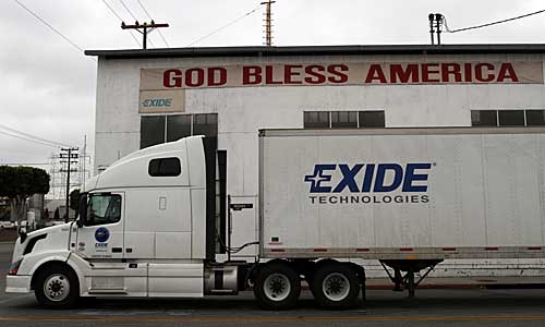 A truck at the Exide Technologies plant in Vernon.