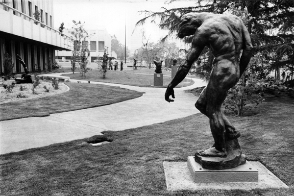 Auguste Rodin's <a href="http://collections.lacma.org/node/240590" target="_blank">"The Shade"</a> graces the B. Gerald Cantor Sculpture Garden in 1988.