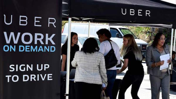 An Uber recruitment event in South Los Angeles in March.