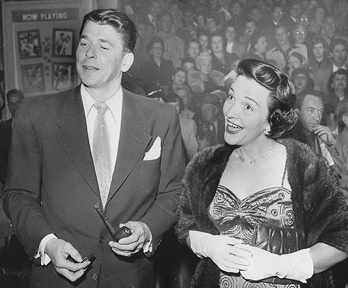 Ronald Reagan and Nancy Davis at a Hollywood function in February 1952