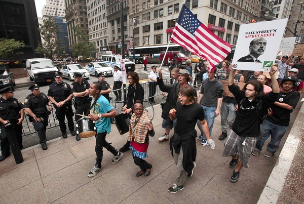 A march through the streets of Lower Manhattan on Sept. 30, 2011.