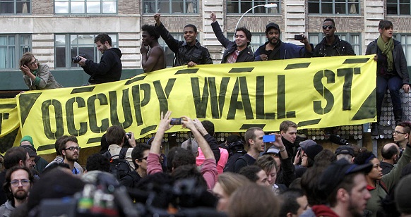 Occupy Wall Street protesters rally in New York.