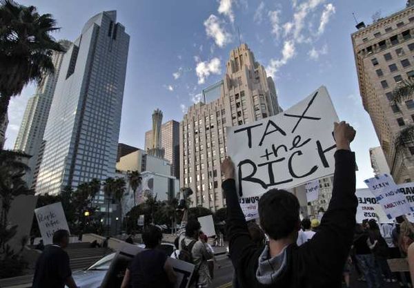 Occupy L.A. protesters march downtown. (Oct. 3, 2011)