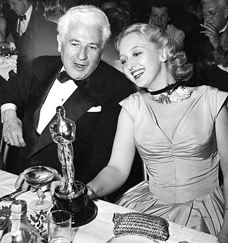 Celeste Holm and director John Stahl at the Mocambo nightclub after her win.