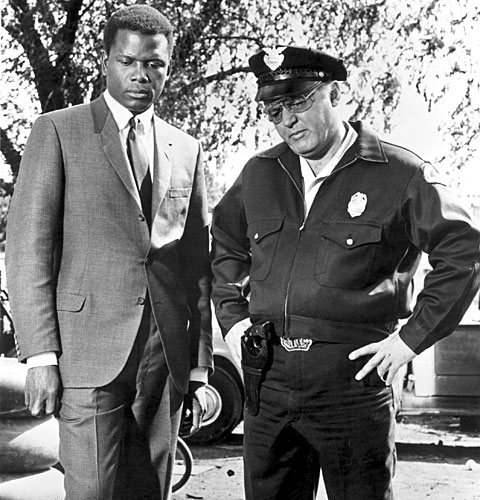 Sidney Poitier and Rod Steiger in a scene from "In the Heat of the Night"