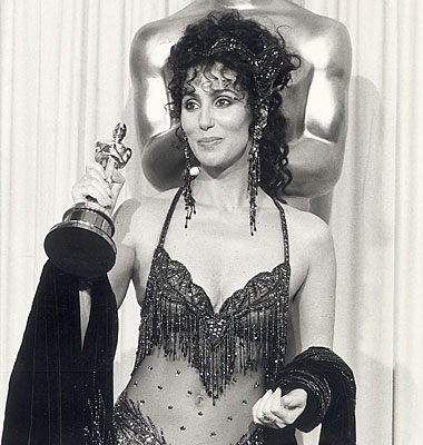 Cher wins the lead actress Oscar for her performance in  "Moonstruck."