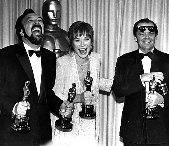 James Brooks, left, Shirley MacLaine and Jack Nicholson won awards for "Terms of Endearment."