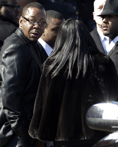 Bobby Brown attends Whitney Houston's funeral.