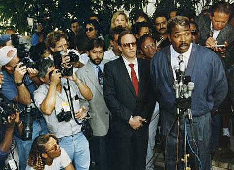 Rodney G. King meets with reporters. (May 1, 1992)