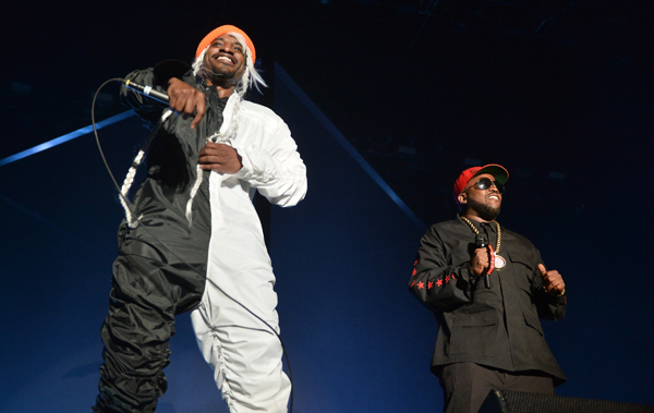 Andre 3000 and Big Boi of Outkast perform onstage.