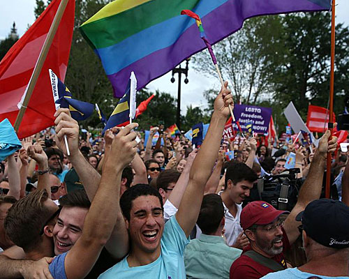 Same-sex marriage supporters rejoice after the U.S Supreme Court hands down a ruling regarding same-sex marriage.