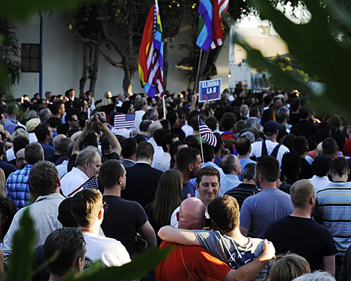 A rally in West Hollywood after a decision by U.S. Chief Judge Vaughn R. Walker overturned Proposition 8.
