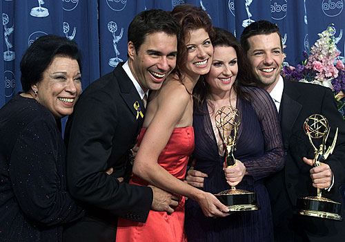 The cast of "Will and Grace," which won for comedy series. 