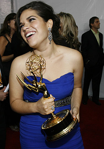 America Ferrera holds her actress Emmy.