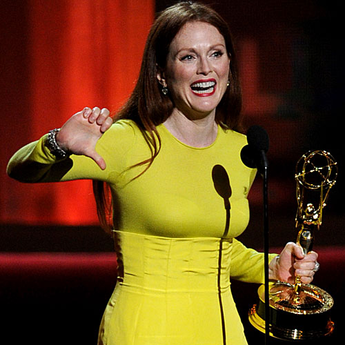 Julianne Moore accepts her Emmy for lead  actress in a miniseries or movie for "Game Change."