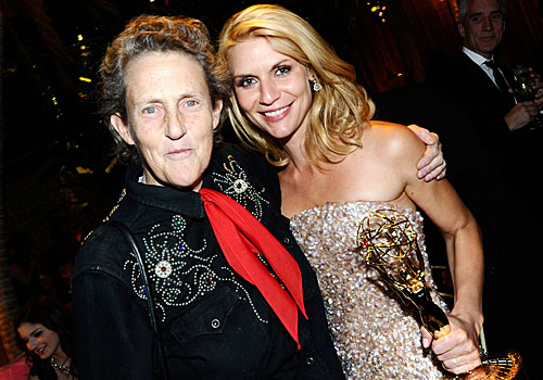 Claire Danes, right, won an Emmy for her portrayal of autistic scholar and animal behavior expert Temple Grandin, left.
