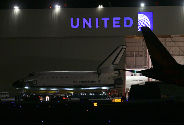 Endeavour begins its departure from LAX late Thursday.