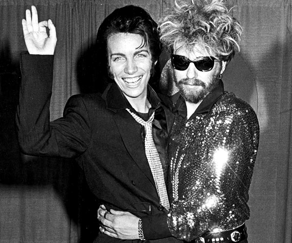 Eurythmics musicians Annie Lennox and Dave Stewart attend the 1984 Grammy Awards.
