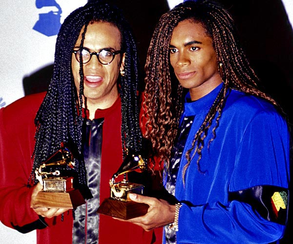 Rob Pilatus, left, and Fab Morvan of Milli Vanilli at the 32nd Grammy Awards.