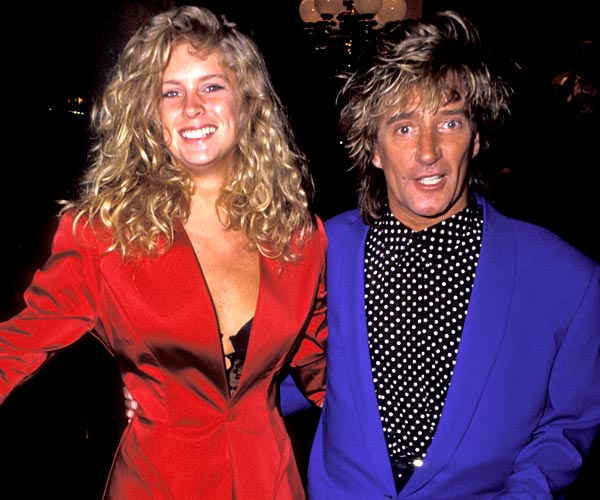 Rachel Hunter and Rod Stewart attend the 1991 Grammy Awards.