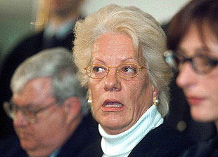 Swiss-born Carla Del Ponte at a 2001 press conference in Belgrade.