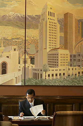 Mayor Antonio Villaraigosa in his office at L.A. City Hall. (July 10, 2007)