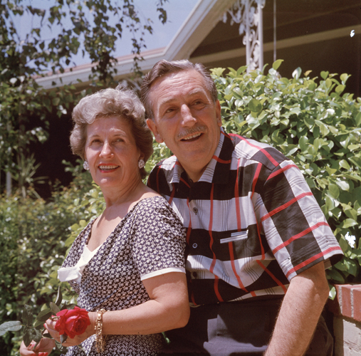 Animator Walt Disney (1901-66) and his wife, Lillian, at home, about 1955.
