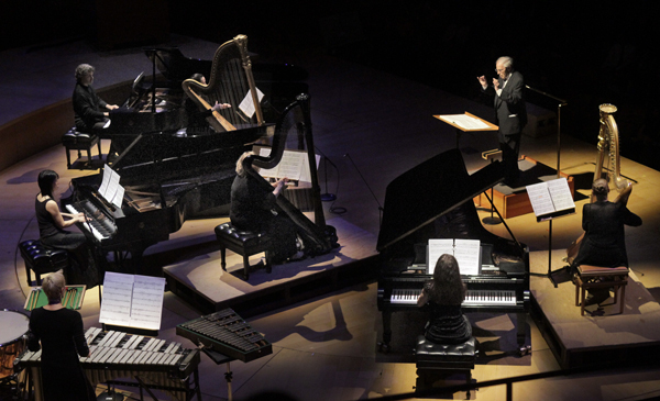 Pierre Boulez conducts his "Sur Incise" at the concert honoring Ernest Fleischmann.