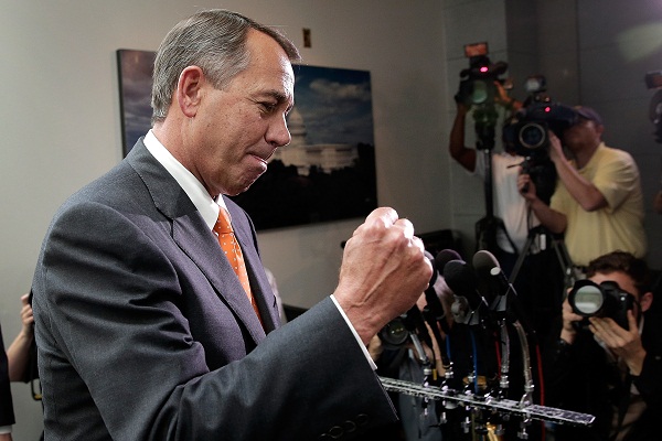 House Speaker John Boehner celebrates successful negotiations to end the government shutdown.