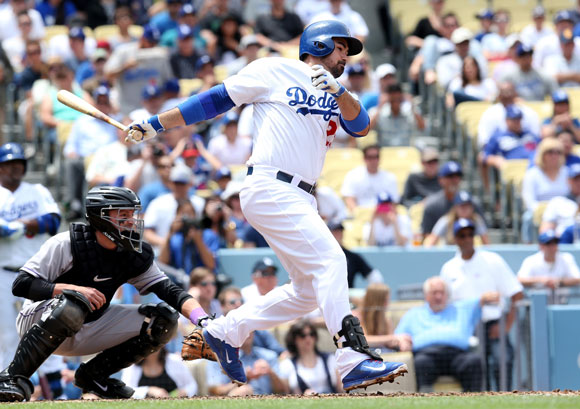 After Saturday's game, Adrian Gonzalez led the NL with eight homers.