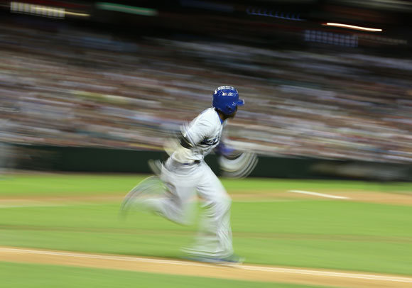 After Sunday's game, Dee Gordon leads the majors with nine stolen bases.